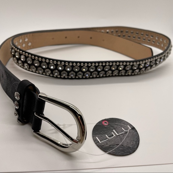 Lulu Accessories - Lulu | Black Rhinestone Studded Belt